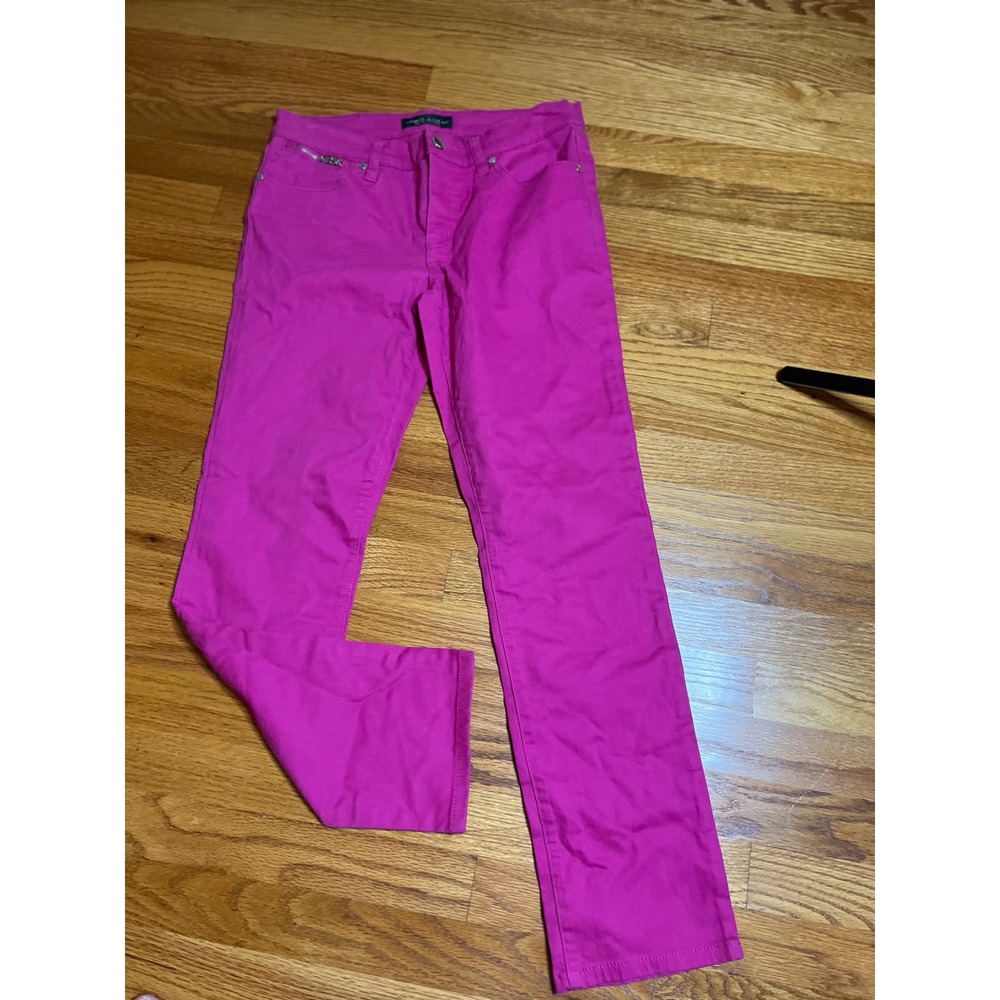 LRL Lauren Jeans Co Hot Pink Women's Cropped Denim 5 pocket jeans Size 10